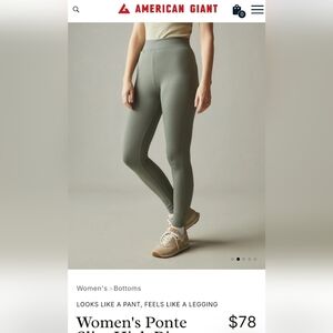 American Giant Ponte Slim Pants women's Sz 8. Grey